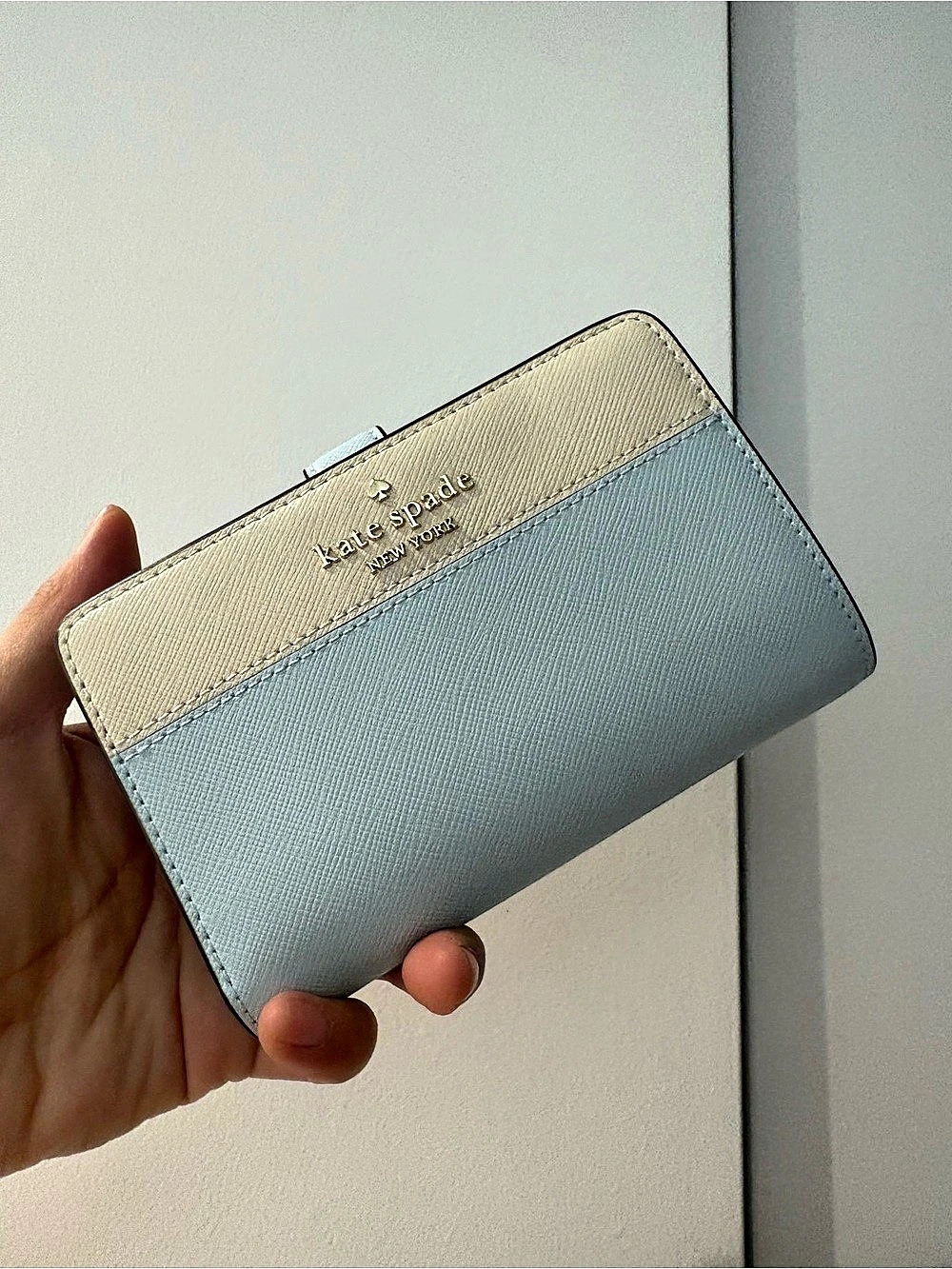 Kate Spade Staci Medium Compact Bifold Wallet Blue & White